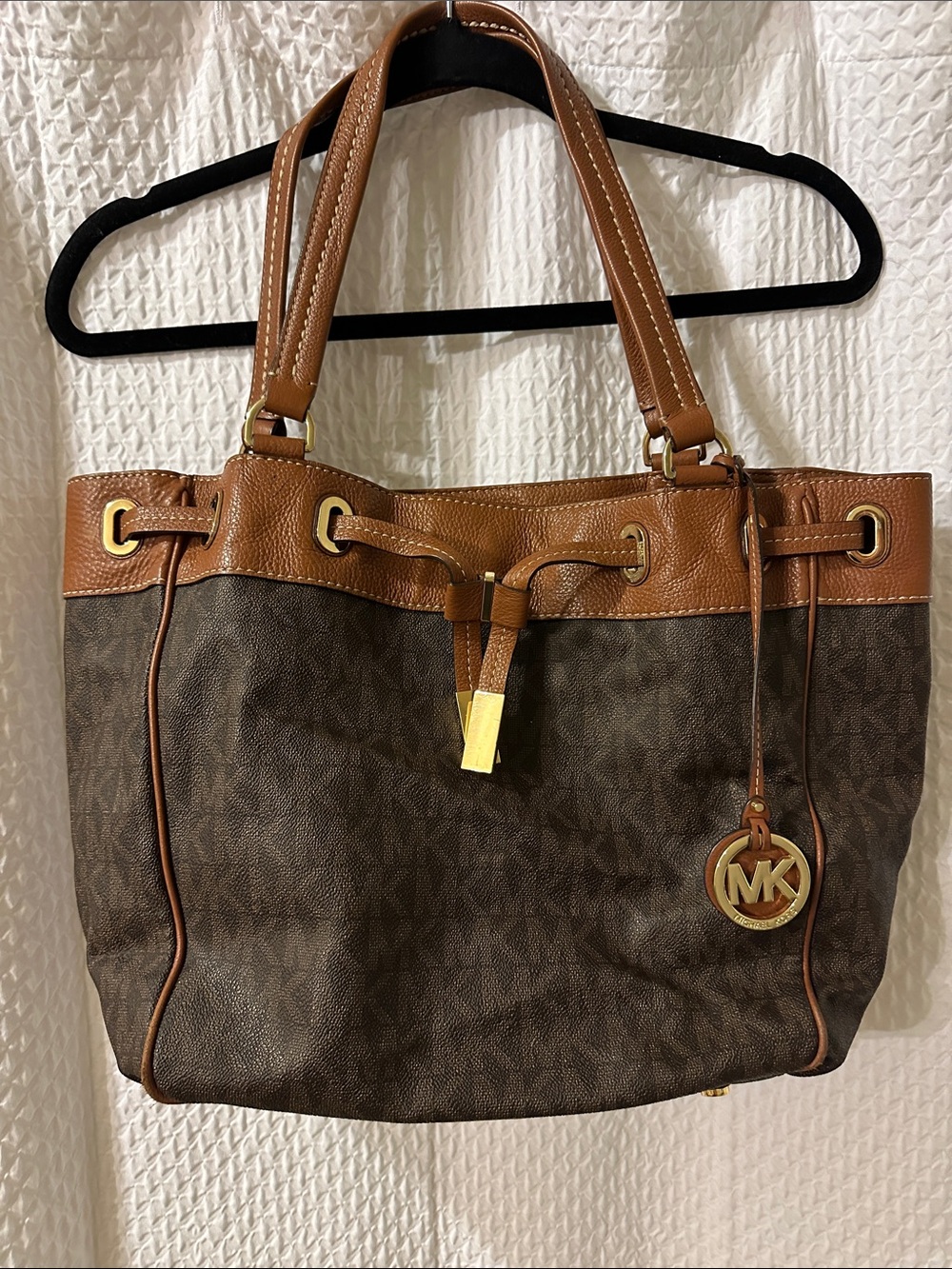 Michael Kors Brown/Tan Logo Drawstring Tote
